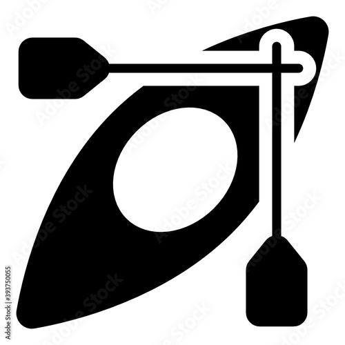 
Boat with oar, canoe boat in modern flat style 

