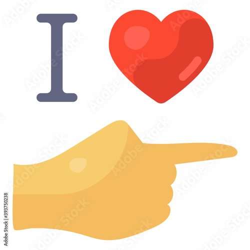 
Hand gesture showing passionate feelings, flat icon of i love you 
