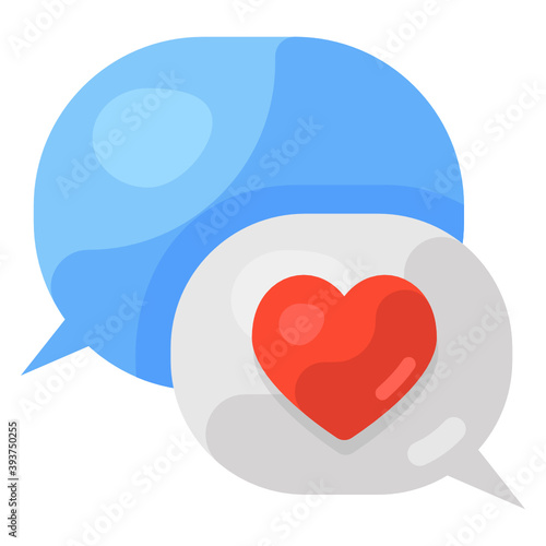 
Love messaging icon in flat style, romantic chat  

