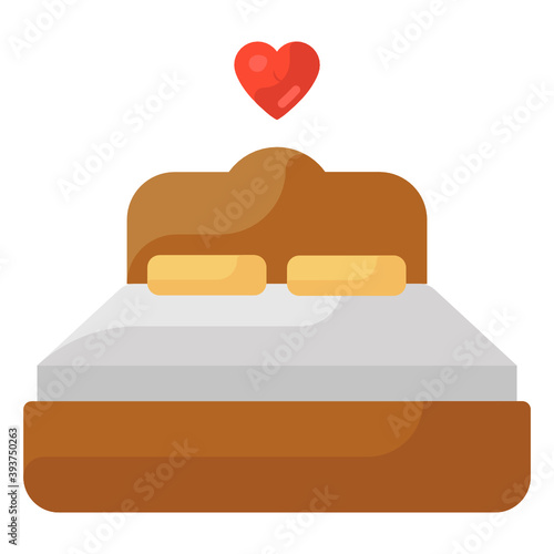 
Wedding bed, flat icon of king size bed
