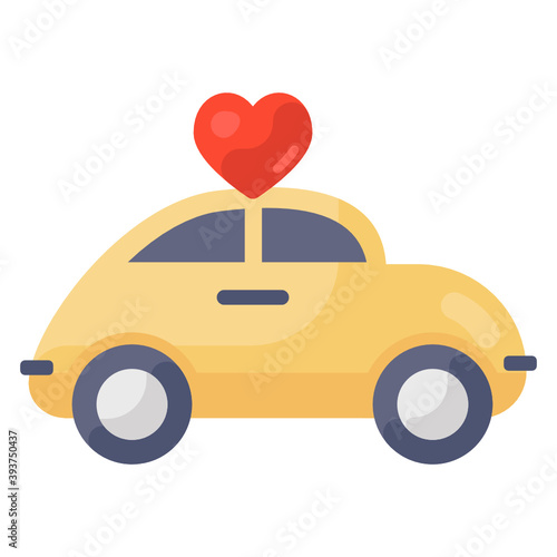 
After marriage transport, flat icon of wedding car 
