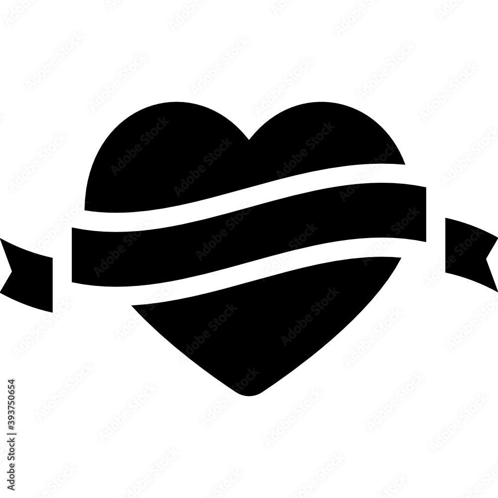 Ribbon over heart, love banner icon in flat style
Ribbon over heart, love banner icon in flat style