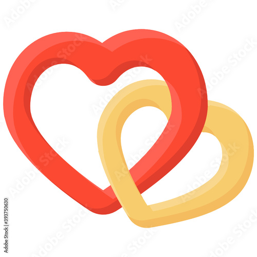 
Valentine romantic love hearts icon in flat design 
