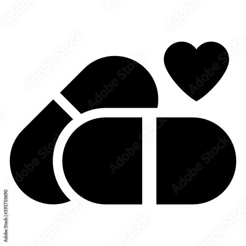 
Romantic meditation, flat icon of a love dose 
