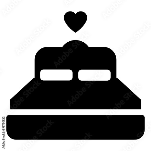 
Wedding bed, flat icon of king size bed

