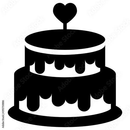 
Starting new life by wedding cake icon in flat design 
