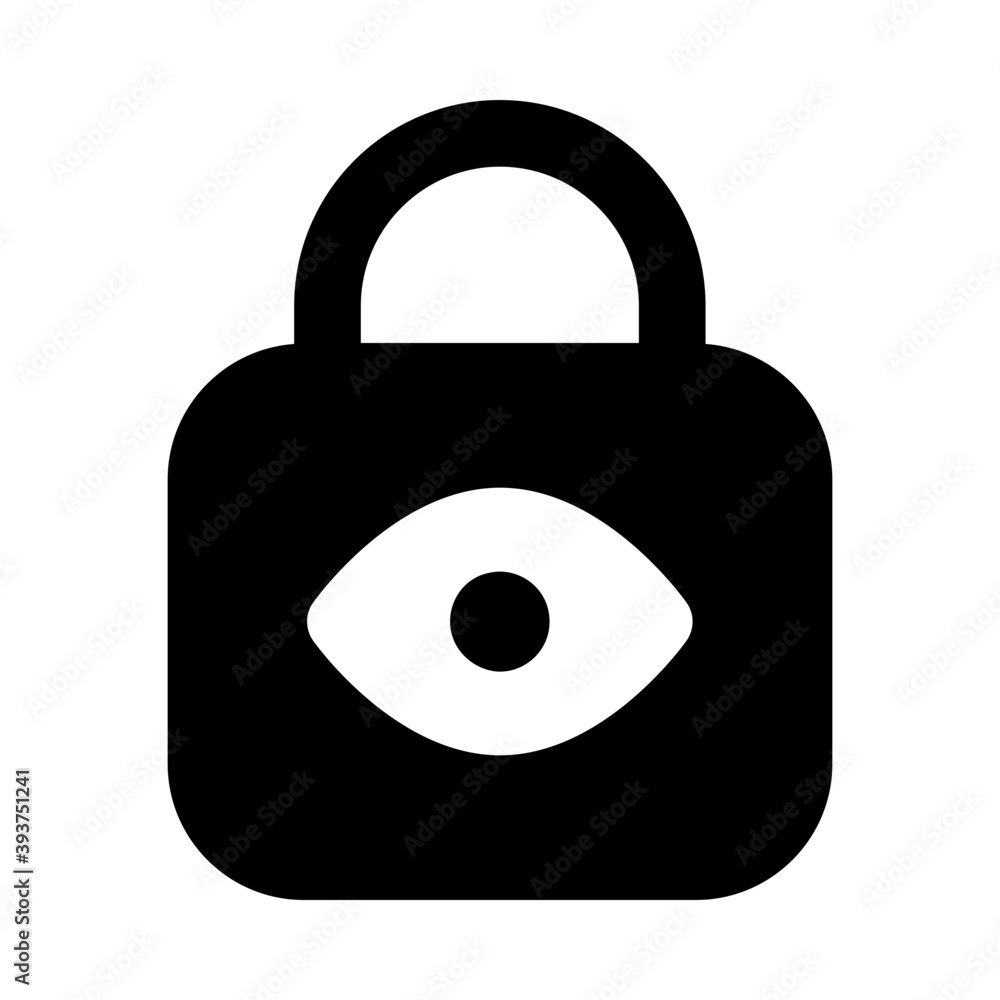 Eye on padlock, lock monitoring glyph icon Eye on padlock, lock monitoring glyph icon