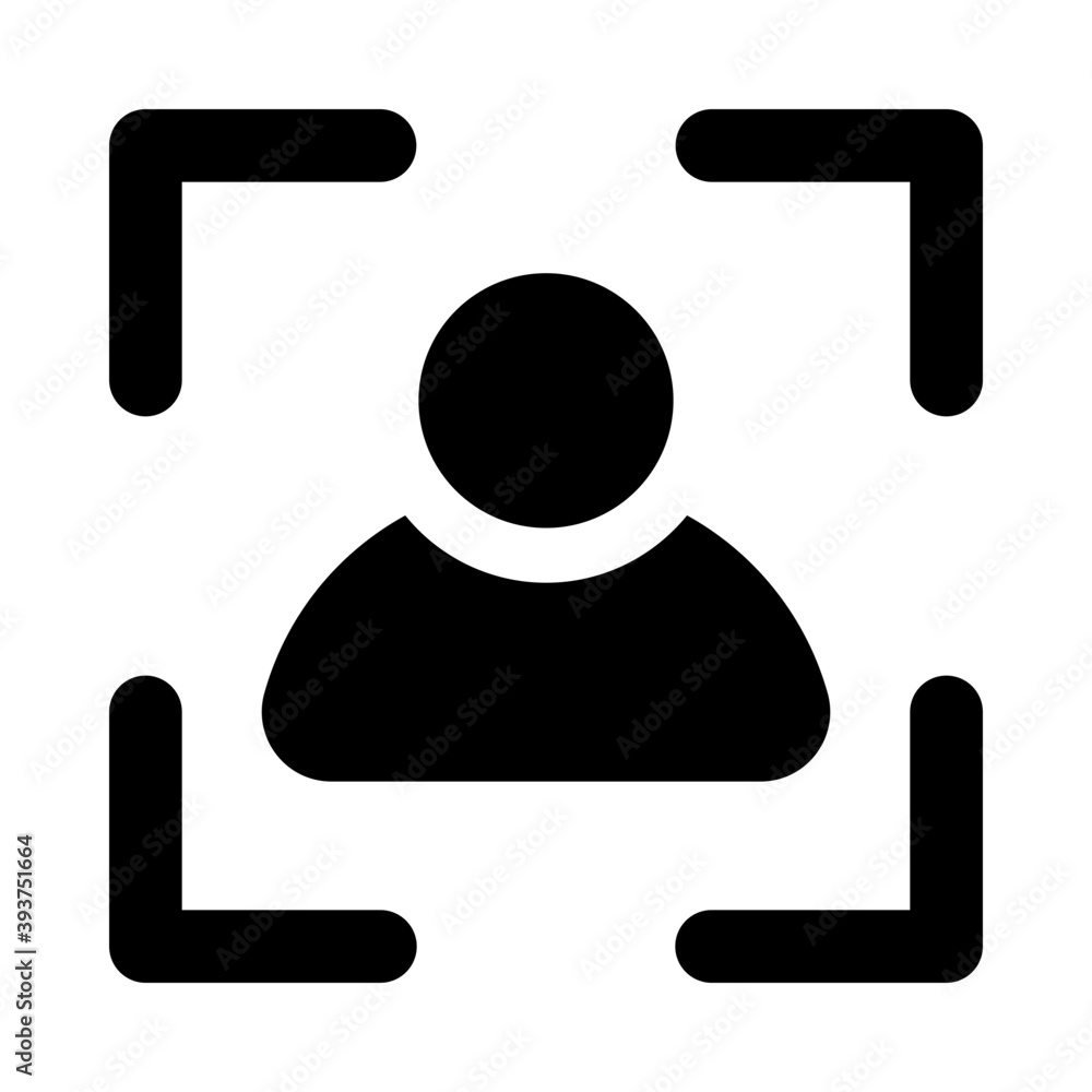 Icon of facial recognition in solid design, face scanning vector
Icon of facial recognition in solid design, face scanning vector