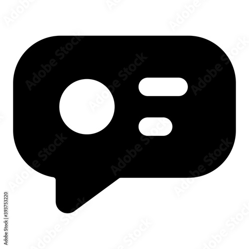  Chat bubble icon, glyph design of comment 