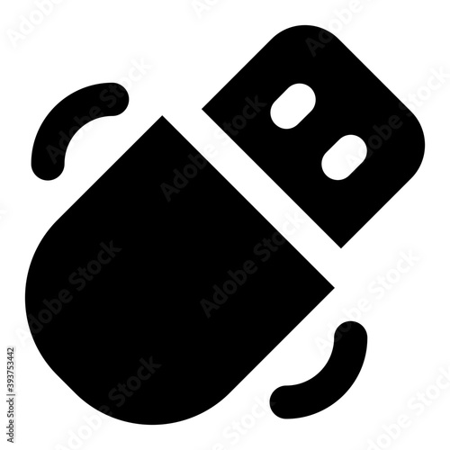 
Universal serial bus with wireless signals, solid icon of wifi adapter 
