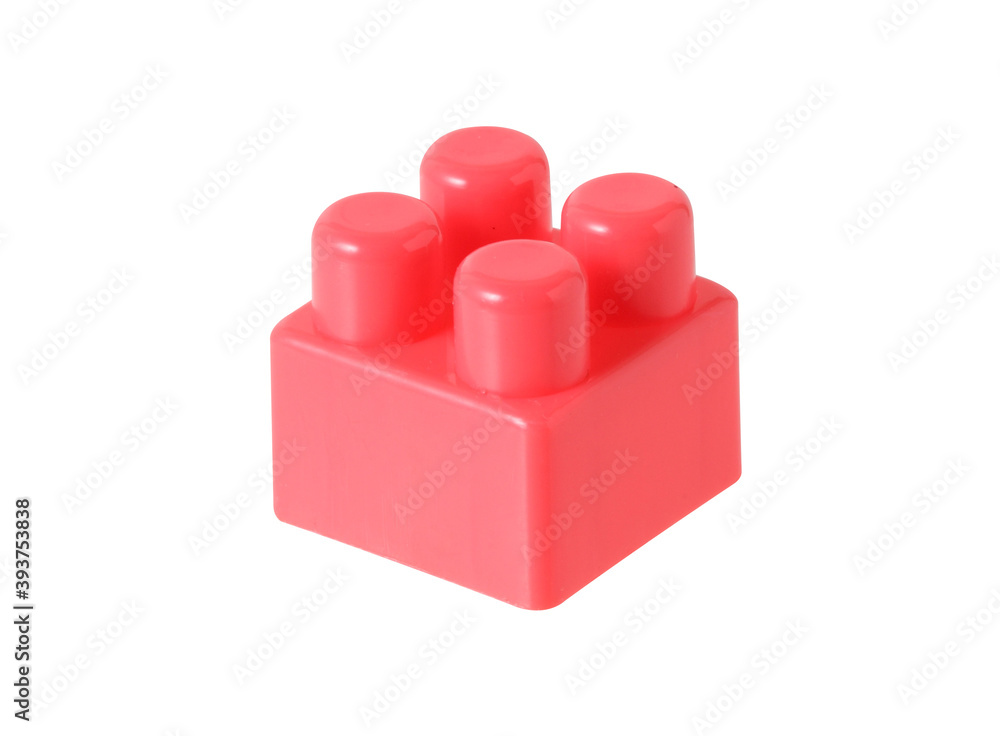 Small plastic building blocks on white background Small plastic building blocks on white background
