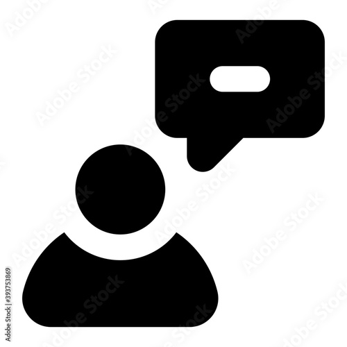 
Chat bubble with person, speech glyph icon

