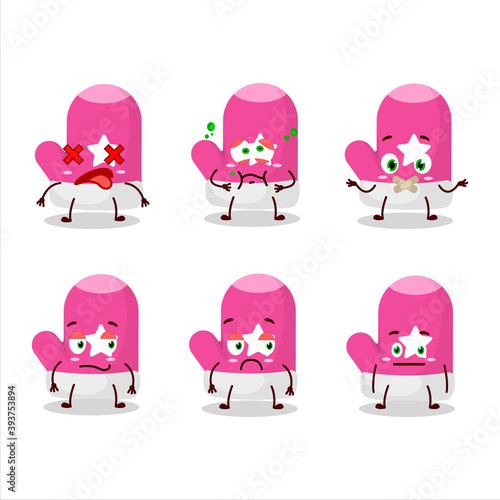 New pink gloves cartoon character with nope expression
