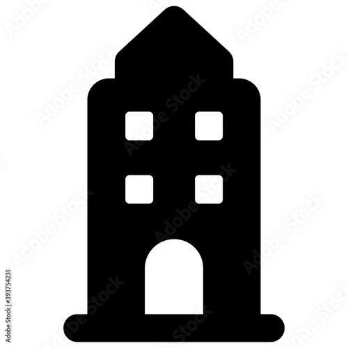 
Filled design of a high rise building architecture, skyscraper vector 
