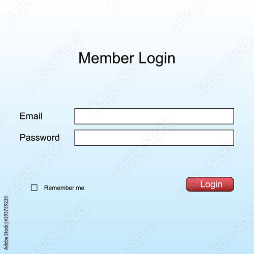 Member login form page blanc interface template for website