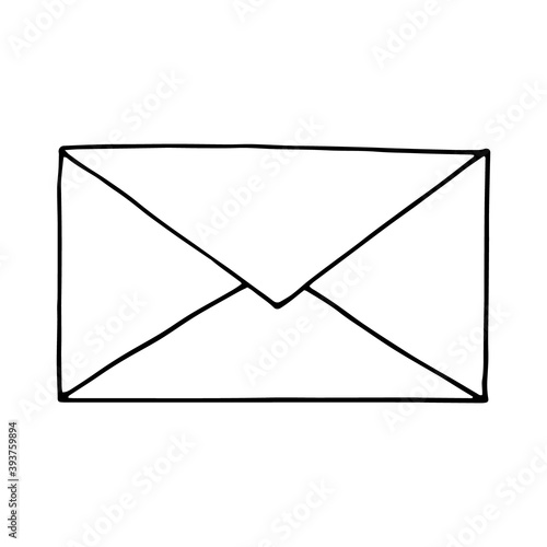 envelope icon, sticker. sketch hand drawn doodle. vector scandinavian monochrome minimalism. letter, mail.