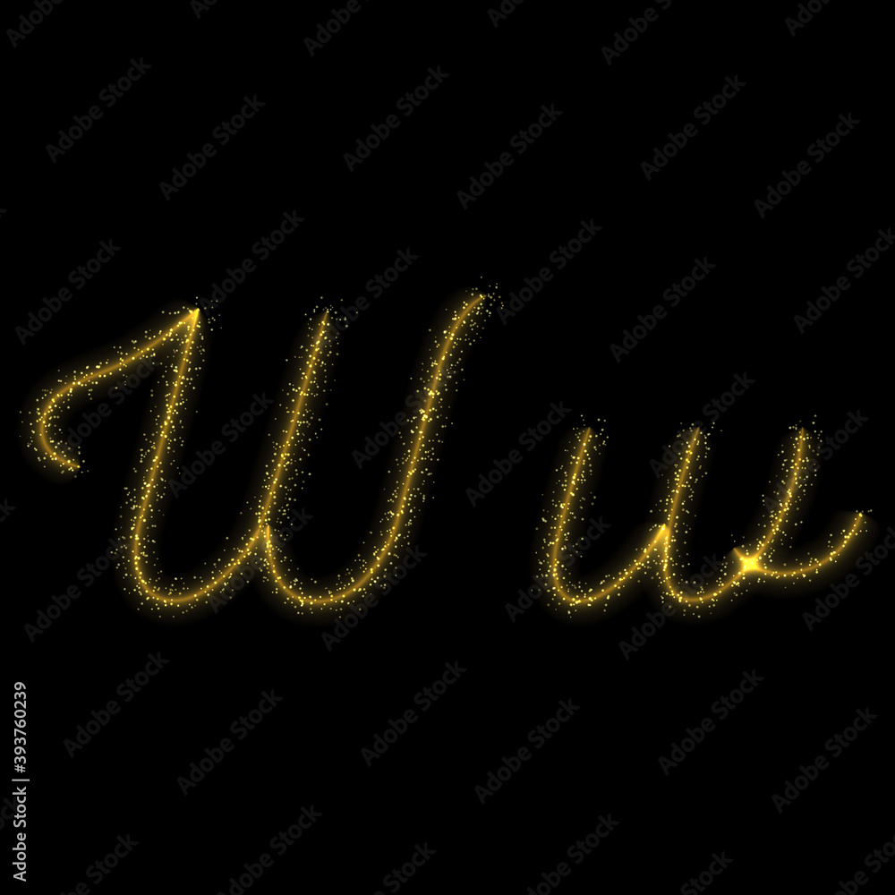 Gold glitter letter W, star sparkle trail font Stock Vector | Adobe Stock