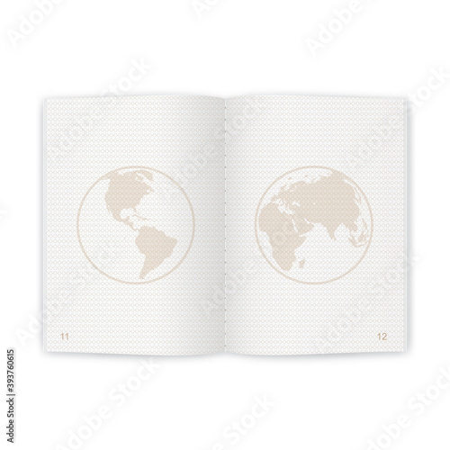 passport blank pages for stamps. empty passport with watermark