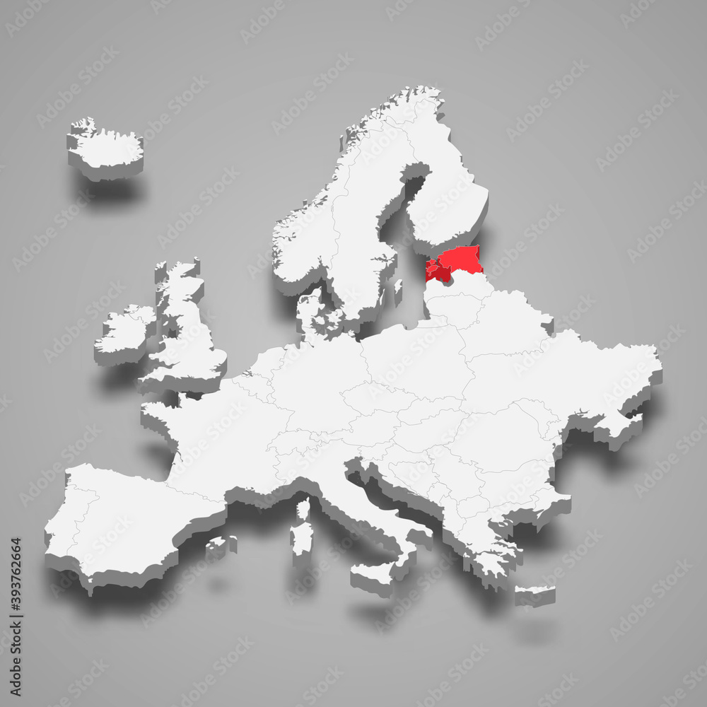 Fototapeta premium Estonia country location within Europe 3d map