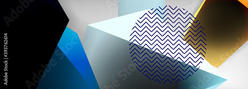 Low poly 3d geometric shapes, minimal abstract background. Vector illustrations for covers, banners, flyers and posters and other