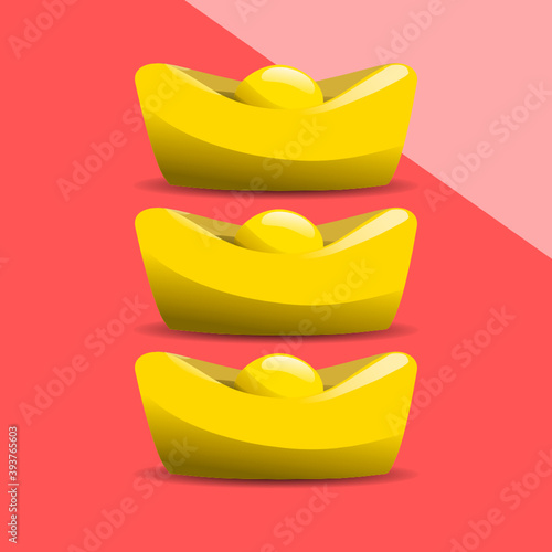 Chinese new year CNY decoration gold bar ingot vector 