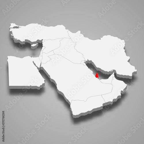Qatar country location within Middle East 3d map