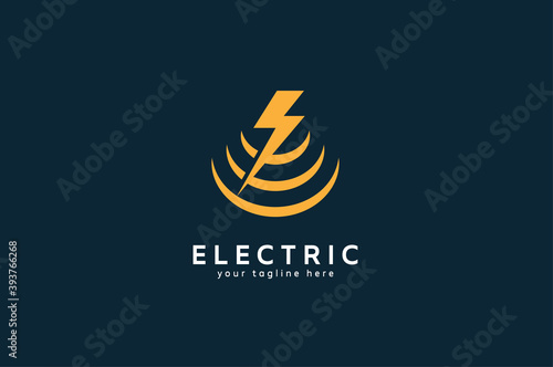 Electric Logo, tunder bolt and signal  combination, flat design logo template, vector illustration