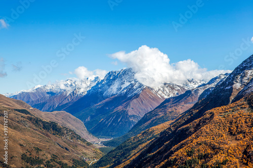 Panorama of the Main Caucasian ridge. Kabardino-Balkar Republic, Russia
