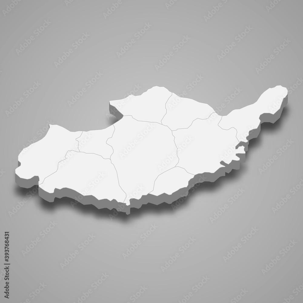 3d isometric map of Adiyaman is a province of Turkey