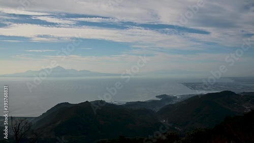 金峰山 Kinpozan 美しい秋晴れの空と雲　長崎普賢岳　有明海のパノラマ全景風景 Beautiful autumn clear sky and clouds, Nagasaki Fugendake, panoramic view of the Ariake Sea 金峰山頂上から撮影 日本2020年11月撮影 Japan taken in November 2020 (九州・熊本県)熊本金峰山 photo