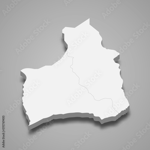 3d isometric map of Arica and Parinacota is a region of Chile,