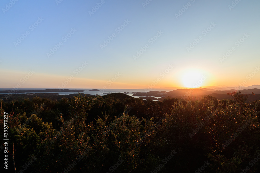 横山山頂から見た夕日（横山展望台）三重県志摩市　Yokoyama Observatory Mie-ken Shima-city