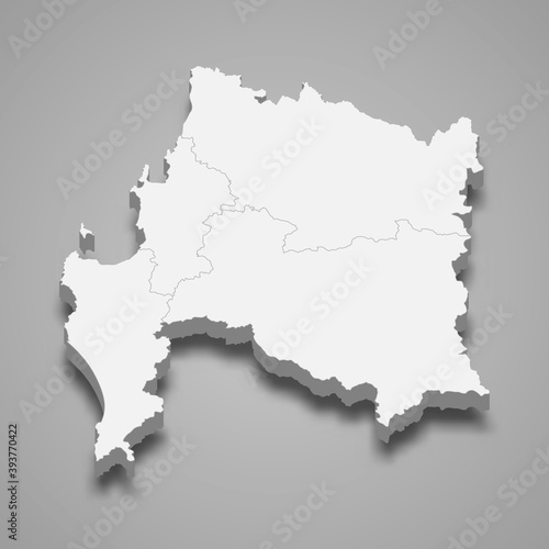 3d isometric map of Biobio is a region of Chile