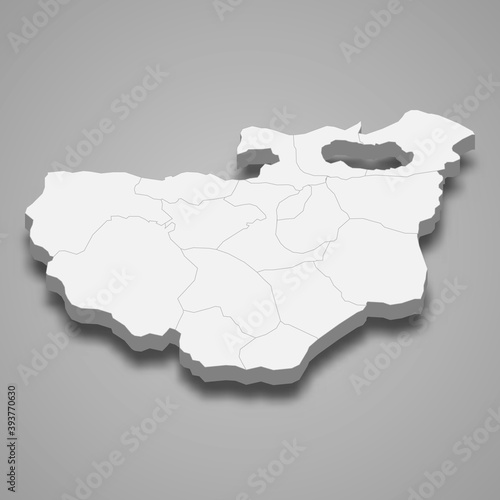 3d isometric map of Bursa is a province of Turkey
