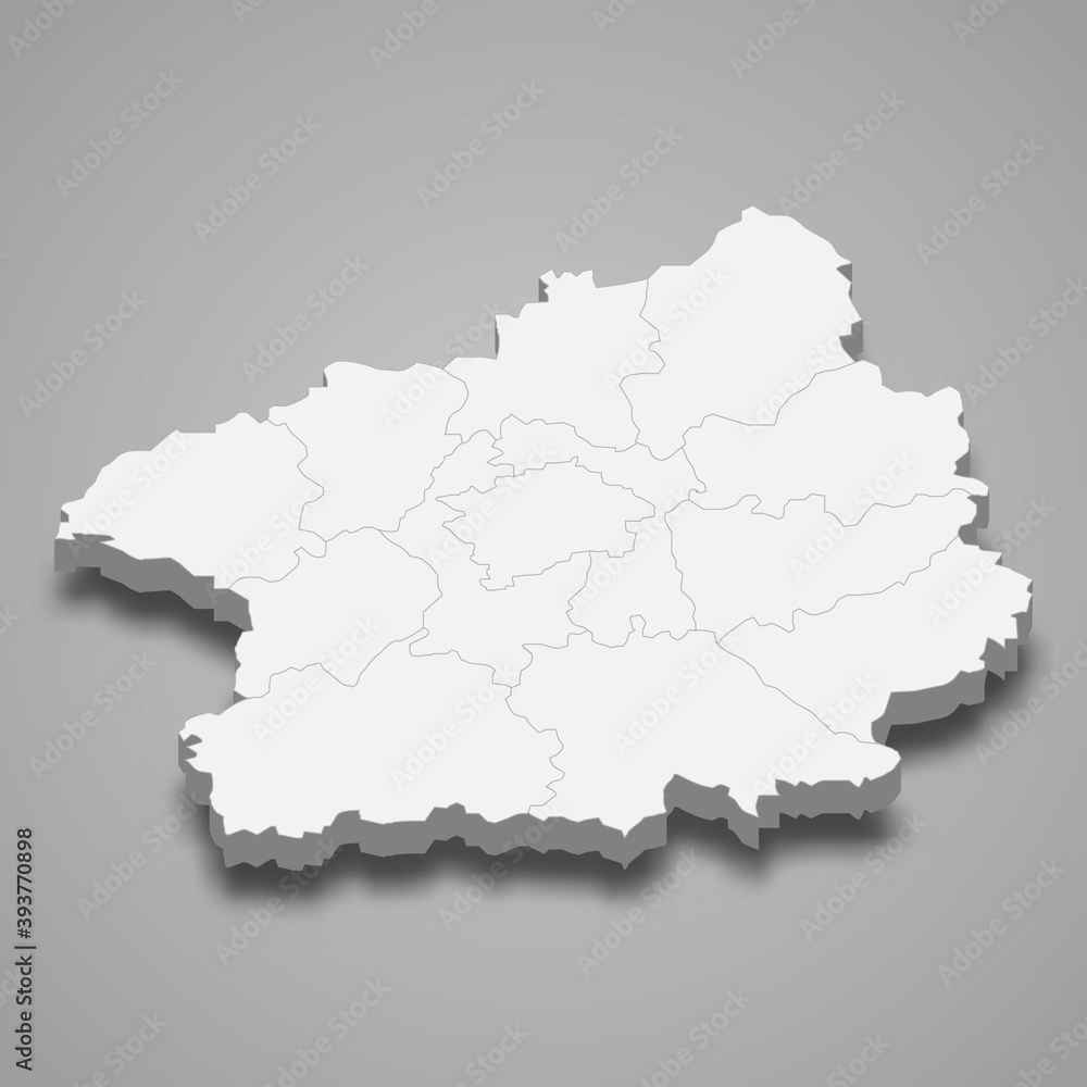 3d isometric map of Central Bohemia is a region of Czech Republic