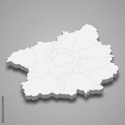 3d isometric map of Central Bohemia is a region of Czech Republic