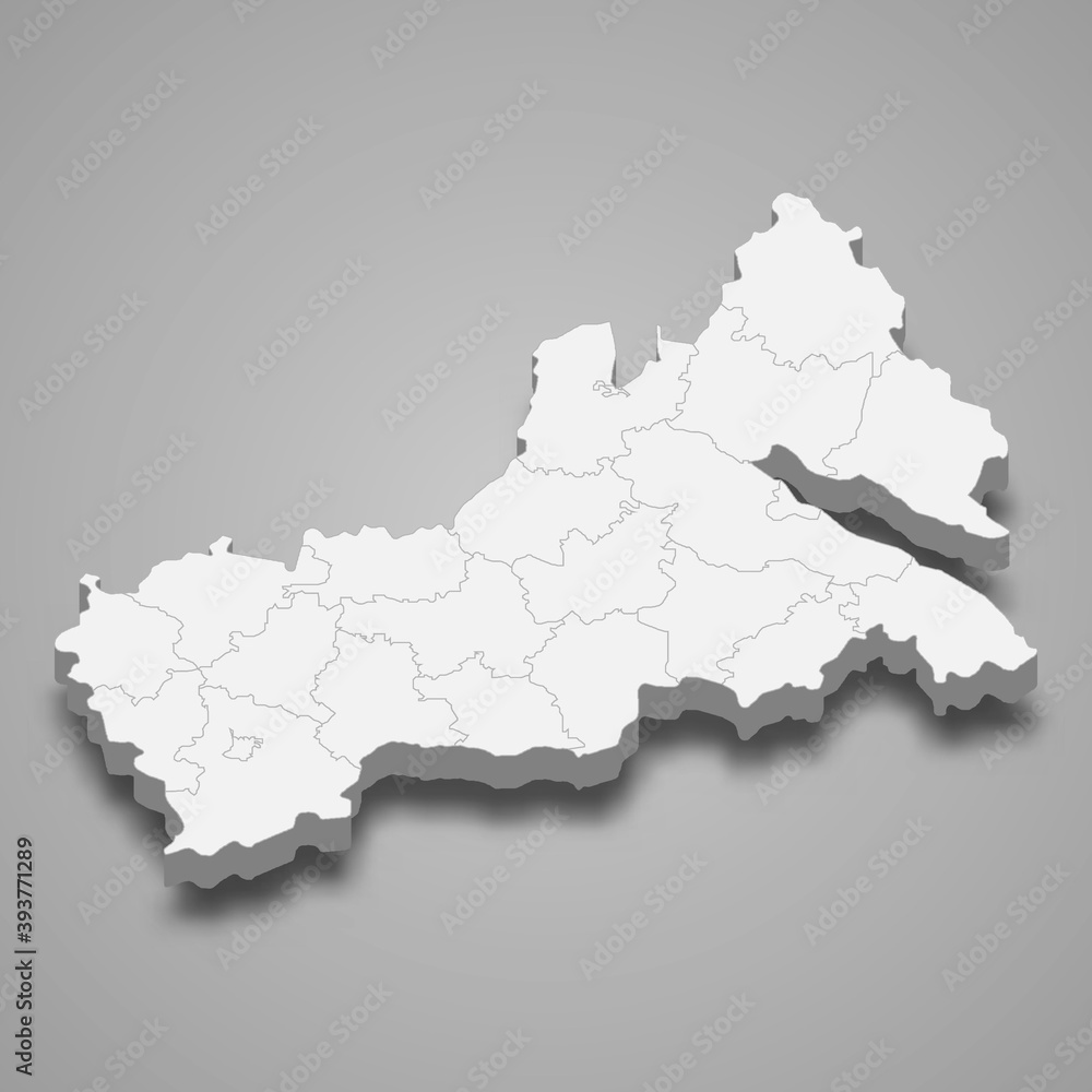 3d isometric map of Cherkasy oblast is a region of Ukraine