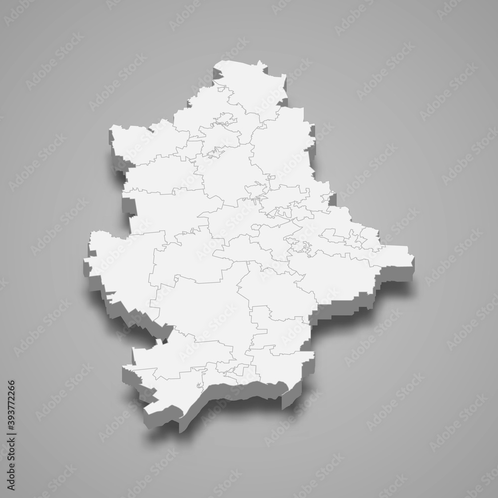 3d isometric map of Donetsk oblast is a region of Ukraine