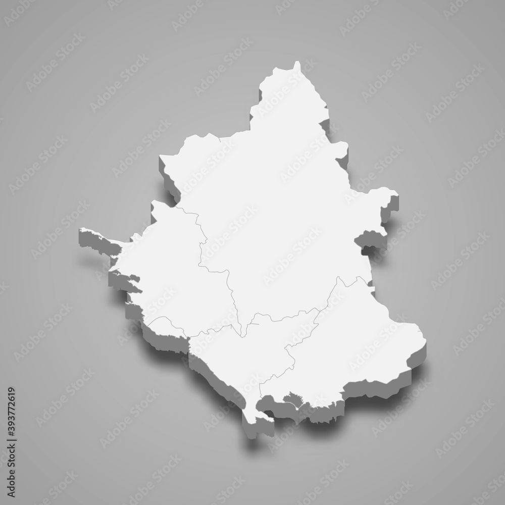3d isometric map of Epirus is a region of Greece