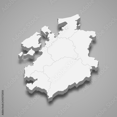 Εκτύπωση καμβά 3d isometric map of Fribourg is a canton of Switzerland