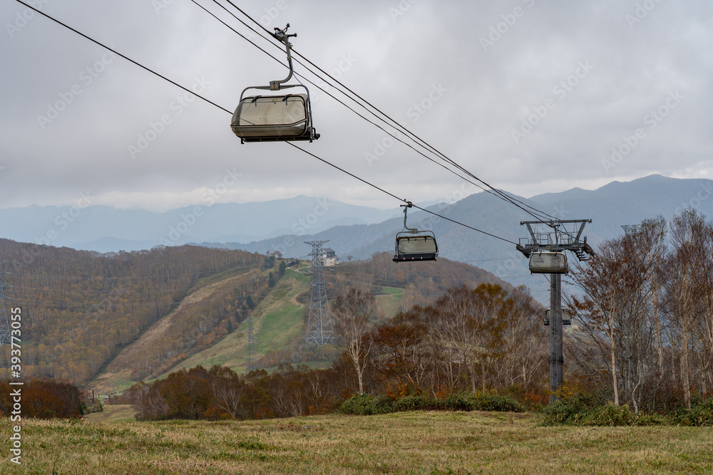 Tashiro Rapid Lift, Tashiro Ski Resort in autumn foliage season. Naeba, Yuzawa, Niigata Prefecture, Japan