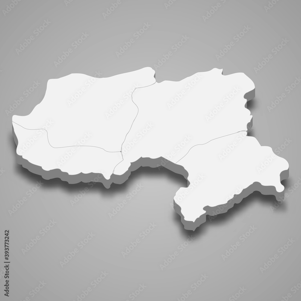 3d isometric map of Hakkari is a province of Turkey