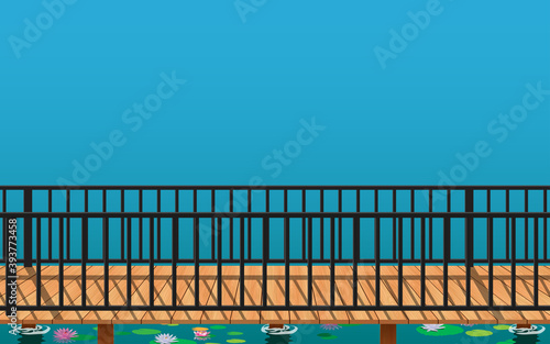 landscape of wooden bridge on the lotus swamp in daytime	
