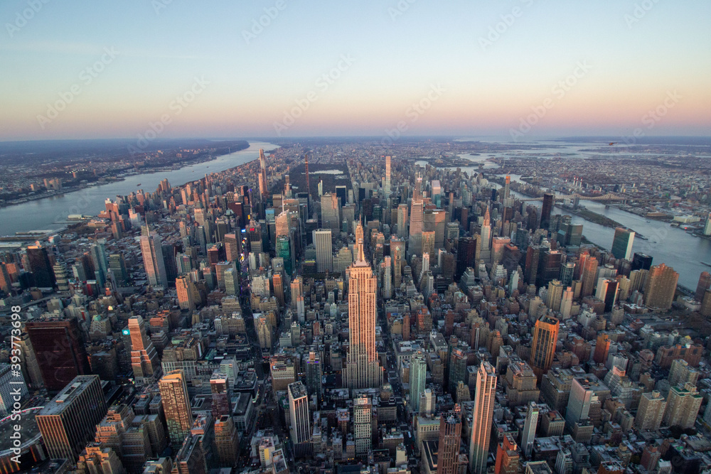 Aerial view, of the Empire State building 
