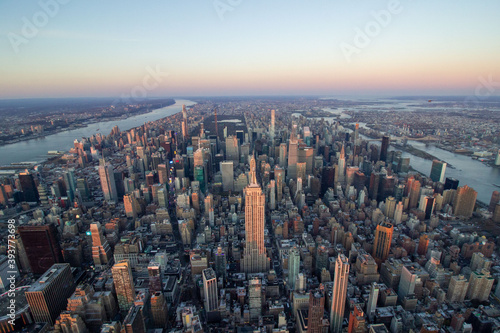 Aerial view, of the Empire State building 