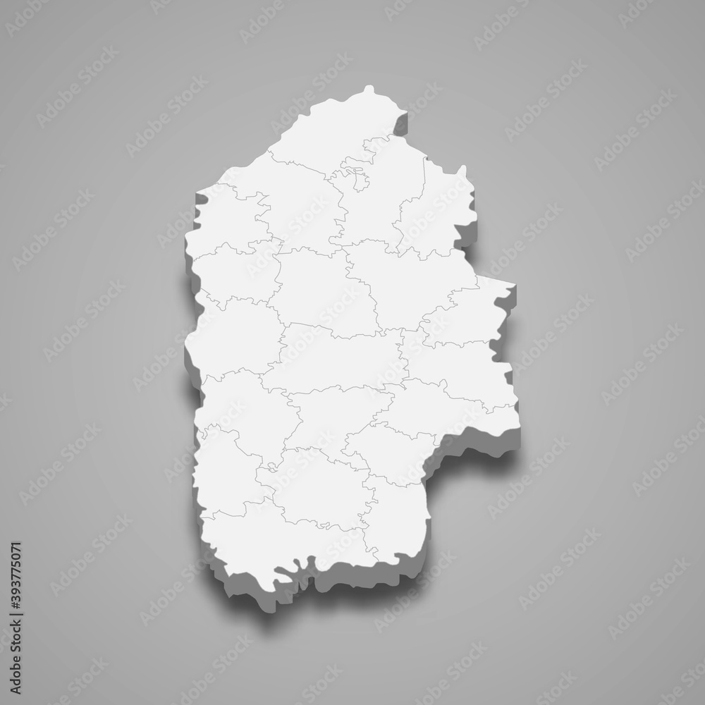 Obraz premium 3d isometric map of Khmelnytskyi oblast is a region of Ukraine
