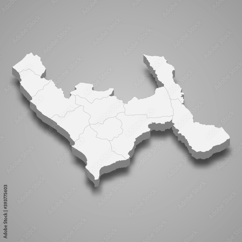 3d isometric map of La Libertad is a region of Peru