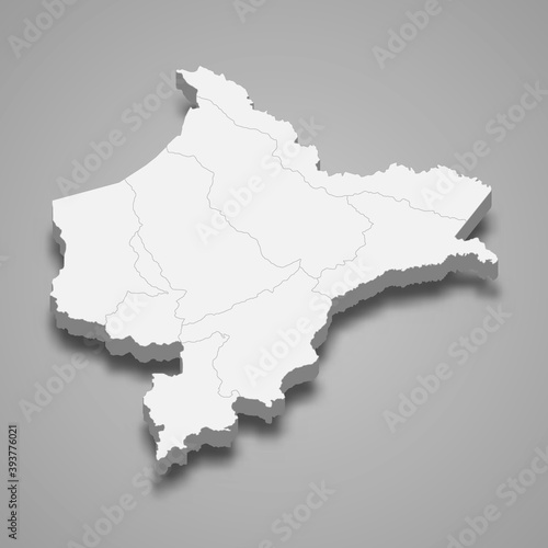 3d isometric map of Loreto is a region of Peru