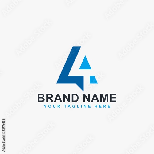 4 monogram in triangle logo design vector. Four icon logo symbol.