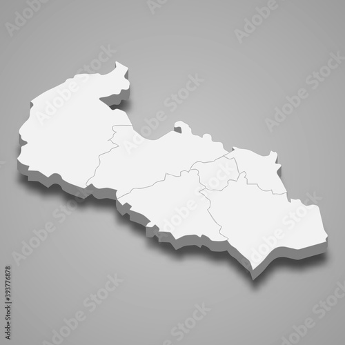 3d isometric map of Moravia-Silesia is a region of Czech Republic